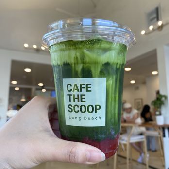 Cafe The Scoop - Strawberry matcha latte with soy milk $9 - Cafes Near Me - Long Beach, California