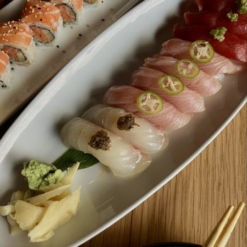 Taisho - Nigiri and salmon truffle roll - Sushi Bars Near Me - Sherman Oaks, California Taisho - Nigiri and salmon truffle roll - Sushi Bars Near Me - Sherman Oaks, California