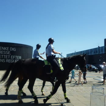 Scandic Front Restaurant - View From Our Open Air Dining Table of Mounted Police Patrol Passing By - Cafes Near Me - Copenhagen, 84