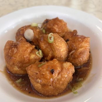 Hong Kong Palace - Fried shrimp tofu dumpling in gravy - Dim Sum Near Me - Millbrae, California Hong Kong Palace - Fried shrimp tofu dumpling in gravy - Dim Sum Near Me - Millbrae, California