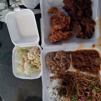 Leeward Drive Inn - Fried chicken, BBQ chicken, chili, kalua pig, fried noodles, rice with furikake, toss and mac salad. - Korean Near Me - Waipahu, Hawaii Leeward Drive Inn - Fried chicken, BBQ chicken, chili, kalua pig, fried noodles, rice with furikake, toss and mac salad. - Korean Near Me - Waipahu, Hawaii