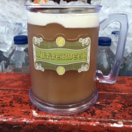 Frozen butterbeer in a souvenir plastic mug