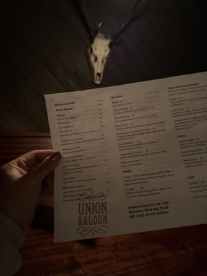 Menu photo 2 Union Saloon Seattle, WA