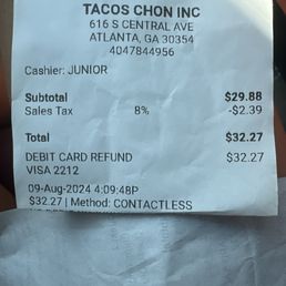 Refund Receipt Refund Receipt