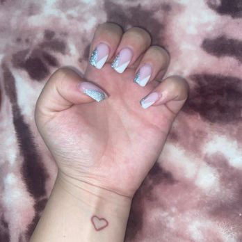 Mini Nail & Spa - French with glitter - Nail Salons Near Me - Brooklyn, New York