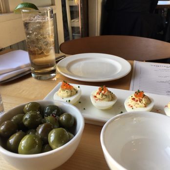Finistere - Deviled eggs, olives - New American Near Me - Port Townsend, Washington Finistere - Deviled eggs, olives - New American Near Me - Port Townsend, Washington