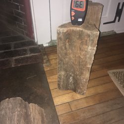 Wolf Hill Garden Center - Moisture meter reading after the wood sat by a hot stove for 5 hours.