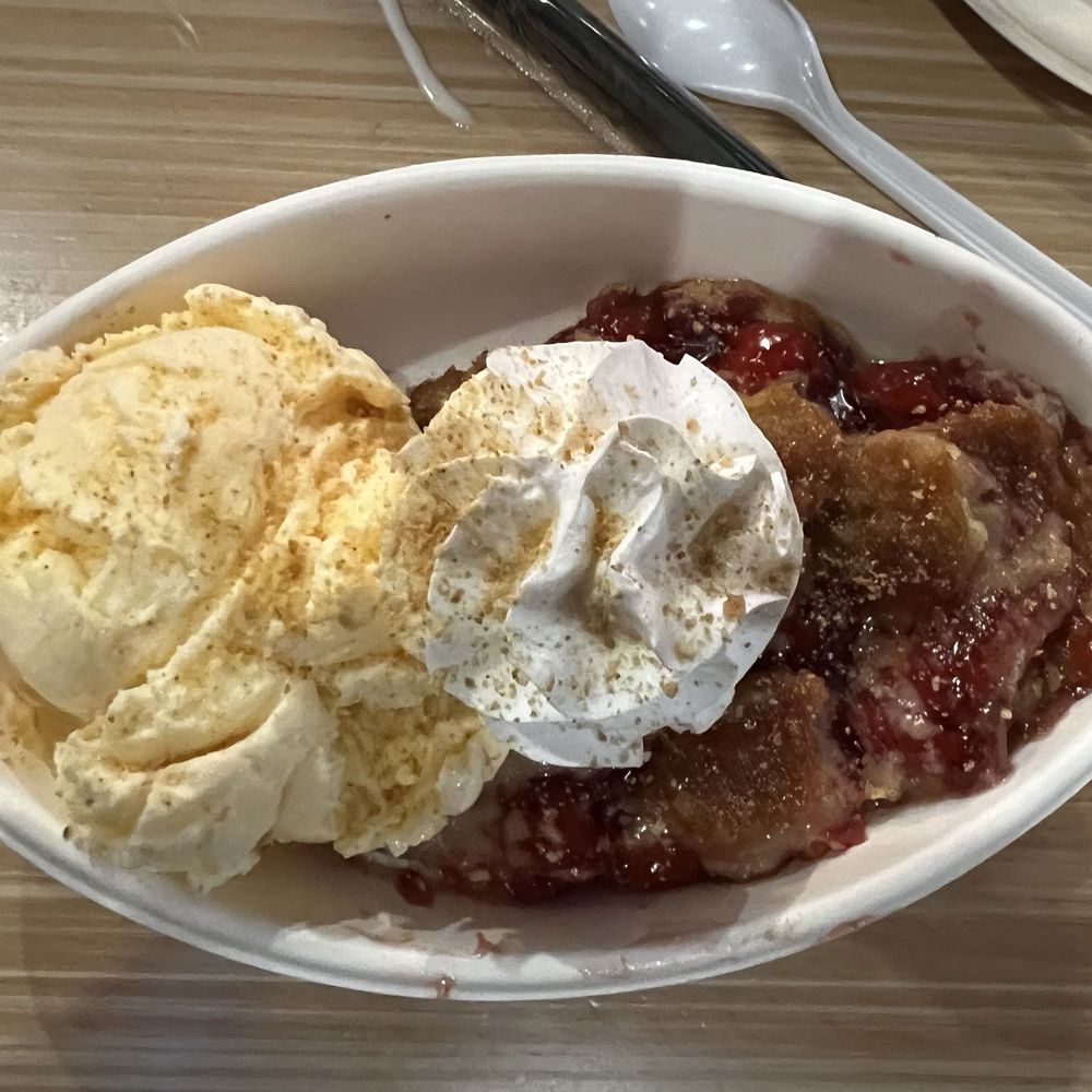 The Crazy Mason - Cherry cobbler with ice cream - Desserts Near Me - Myrtle Beach, South Carolina The Crazy Mason - Cherry cobbler with ice cream - Desserts Near Me - Myrtle Beach, South Carolina