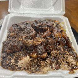Island Cafe Redux - Large oxtail plate with rice & peas and cabbage