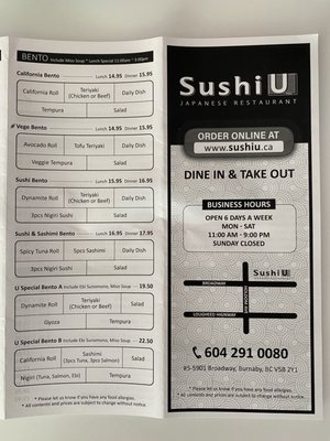 Menu photo 2 Sushi U Burnaby, BC