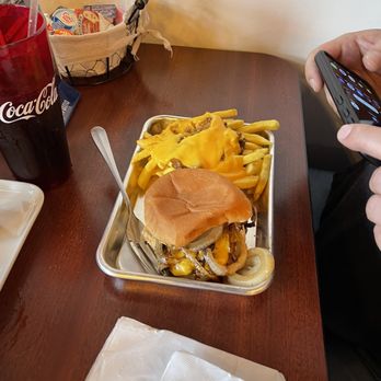 Eighteen87 - Smash burger with cheese fries - New American Near Me - Harbor Beach, Michigan