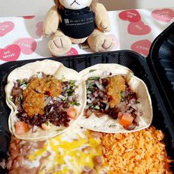 Monks Charburgers - Tacos, beans and rice. 2/10/26