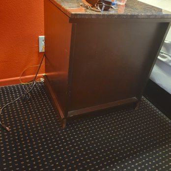 Lambert Inn - Night table furniture turned backwards - Hotels Near Me - Whittier, California