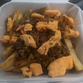 The Drive Inn - Utahan poutine with grilled green chilies and taco beef. We threw on some fresh jalapeño cheese curds from the fairy down the road - Burgers Near Me - Beaver, Utah The Drive Inn - Utahan poutine with grilled green chilies and taco beef. We threw on some fresh jalapeño cheese curds from the fairy down the road - Burgers Near Me - Beaver, Utah