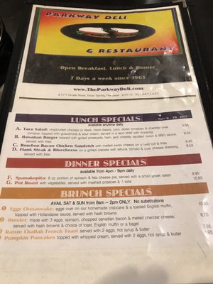 Menu photo 4 Parkway Deli & Restaurant Silver Spring, MD
