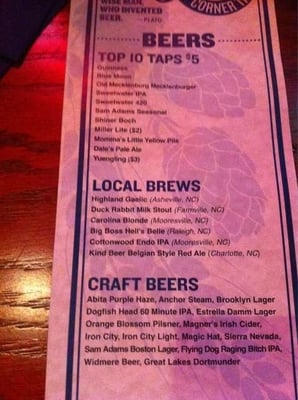 Menu photo 8 Jack's Corner Tap Cornelius, NC