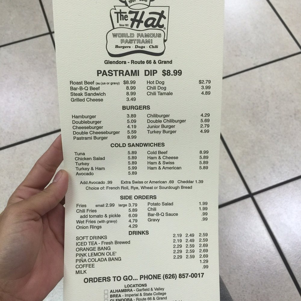 The Hat - The menu. Not complicated at all. Love this place. - Fast Food Near Me - Glendora, California The Hat - The menu. Not complicated at all. Love this place. - Fast Food Near Me - Glendora, California