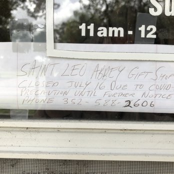 Saint Leo Abbey and Benedictine Monastery - Gift shop note regarding pandemic - Churches Near Me - Saint Leo, Florida