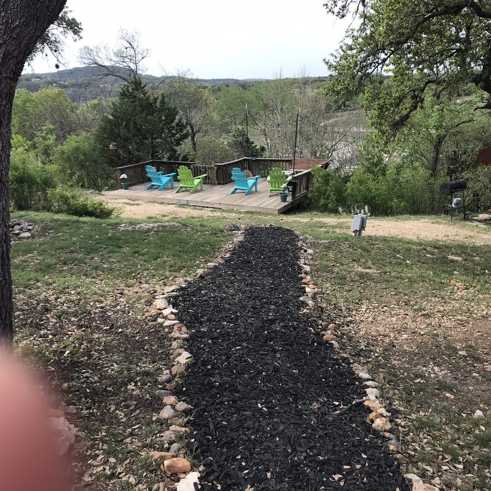 Path down to communal deck and grill with extra picnic table. Path down to communal deck and grill with extra picnic table.