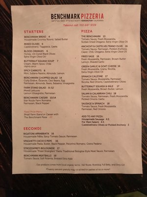 Menu photo 5 Benchmark Pizzeria Kensington, CA