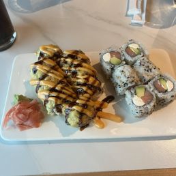 Crab Rangoon Roll (left) & Philadelphia Roll (right) Crab Rangoon Roll (left) & Philadelphia Roll (right)