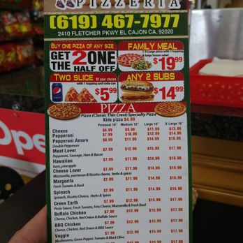 Ashton's Pizzeria - the price of the pizza - Pizza Near Me - El Cajon, California