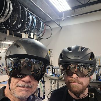 Einstein Cycles - Dave and Zac. Helmets and visors. Safety first. Have fun second. - Bike Rentals Near Me - Traverse City, Michigan Einstein Cycles - Dave and Zac. Helmets and visors. Safety first. Have fun second. - Bike Rentals Near Me - Traverse City, Michigan