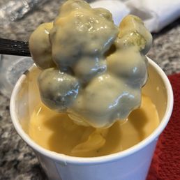 Broccoli Cheddar soup was terrible - one large hard piece of broccoli in a nacho cheese base