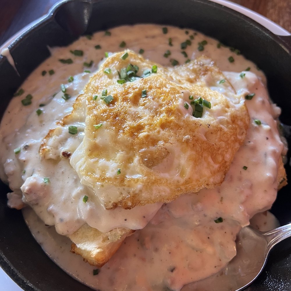 Merchants Pub & Plate - Cheddar Chive Biscuit & Gravy - New American Near Me - Lawrence, Kansas