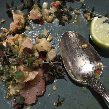 Herringbone Waikiki - Hamachi crudo.  Since they don't offer whole fish ceviche which I missed greatly  This dish was least fantastic but it was still good ! - Seafood Near Me - Honolulu, Hawaii