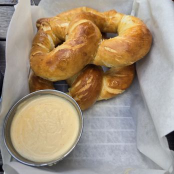 Tap 30 - Pretzel with bland cheese sauce - Bars Near Me - Petoskey, Michigan