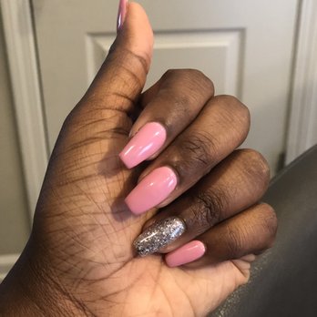 Paris Nail Bar - Coffin shaped, pink liquid gel with gel polish - Wine Bars Near Me - Raleigh, North Carolina