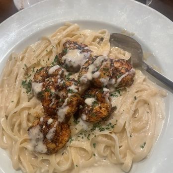 Tuscany Grill - Fettuccine Alfredo added blackened shrimp - Italian Near Me - Melbourne, Florida Tuscany Grill - Fettuccine Alfredo added blackened shrimp - Italian Near Me - Melbourne, Florida