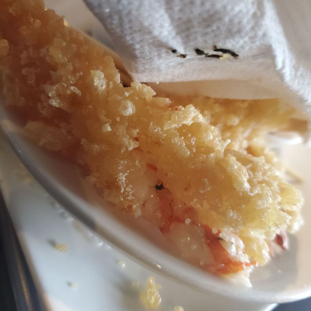 Koi Sushi - Unclean Shrimp (tempura) -tried wiping out digestive remains with napkin - Sushi Bars Near Me - East Haven, Connecticut