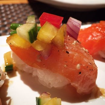 Sushi Den - Scottish Salmon nigiri. Photo by Oanh McClure. - Japanese Near Me - Denver, Colorado