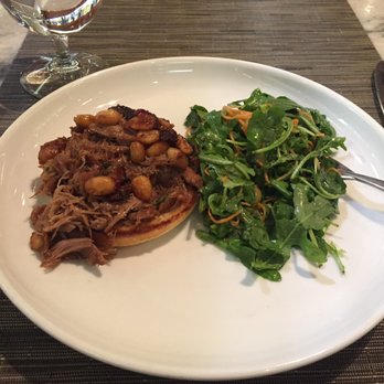 One Flew South - Duck confit, which I ordered open faced with subbed side salad rather than slaw. - New American Near Me - Atlanta, Georgia One Flew South - Duck confit, which I ordered open faced with subbed side salad rather than slaw. - New American Near Me - Atlanta, Georgia