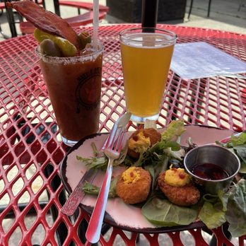 Native Brews Tap & Grill - Enjoying a "Say What?!?" (fried deviled eggs with bacon jam) at Native Brews Tap and Grill. Having a Big Cove Bloody and Flaming Arrow IPA. - Breweries Near Me - Cherokee, North Carolina Native Brews Tap & Grill - Enjoying a "Say What?!?" (fried deviled eggs with bacon jam) at Native Brews Tap and Grill. Having a Big Cove Bloody and Flaming Arrow IPA. - Breweries Near Me - Cherokee, North Carolina