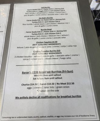 Menu photo 1 Tigres Fuego Redondo Beach, CA