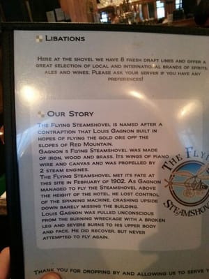 Menu photo 3 The Flying Steamshovel Rossland, BC Menu photo 3 The Flying Steamshovel Rossland, BC