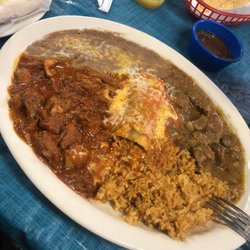 Kermit Home Diner - KHD special. 1 enchilada, asado,chile verde, rice and beans.