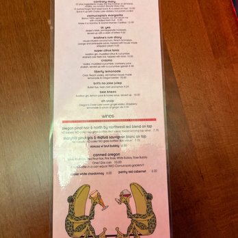 Cornucopia Restaurant - Backside of Happy Hour menu - Beer Gardens Near Me - Eugene, Oregon