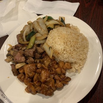 Miyabi Jr - Chicken and steak teriyaki with garlic rice n sautéed onions n squash - Japanese Near Me - Evans, Georgia