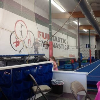 Funtastic Gymnastics - Trampolines along the south wall. - Gymnastics Near Me - Manteca, California