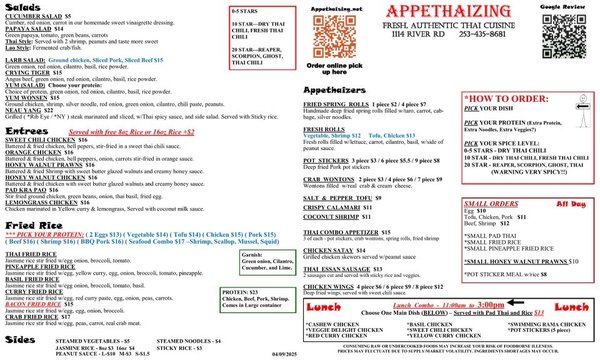 Menu photo 1 Appethaizing Puyallaup, WA