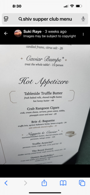 Menu photo 8 SHIV Steakhouse Scottsdale, AZ