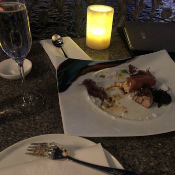 Yellowtail Japanese Restaurant & Lounge - Seared Foie Gras - I just had to take a bite right away!  Sorry!  SO YUMMY! - Japanese Near Me - Las Vegas, Nevada