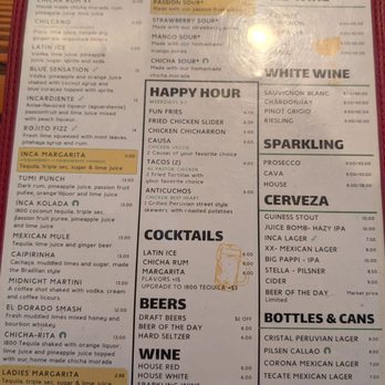 INCA Social - Menu - Peruvian Near Me - Vienna, Virginia