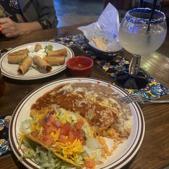La Casita Restaurant - Taco, Enchiladas w/ rice & beans, wife had the taquito plate. - Mexican Near Me - Palm Desert, California