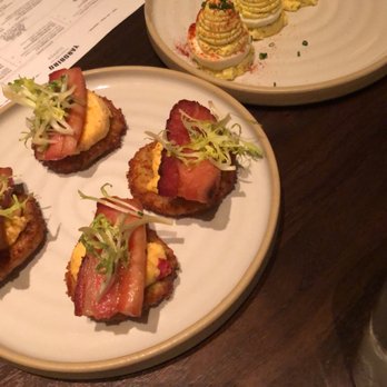 Yardbird - Fried green tomato BLT and deviled eggs - Southern Near Me - Dallas, Texas Yardbird - Fried green tomato BLT and deviled eggs - Southern Near Me - Dallas, Texas