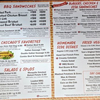 Tom's BBQ - menu - Barbeque Near Me - Chandler, Arizona